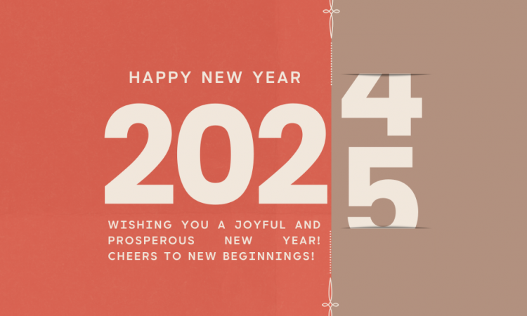 Beige Red Modern Happy New Year 2025 Facebook Post